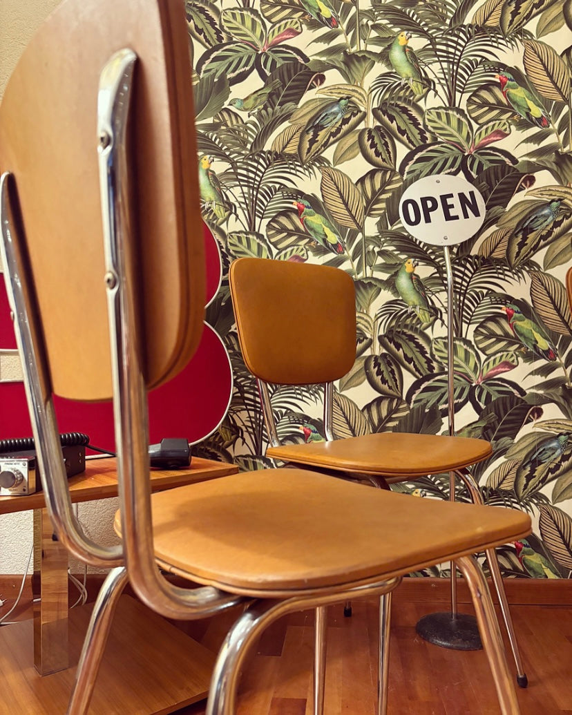 4 Chaises retro Skaï camel vintage 60’S