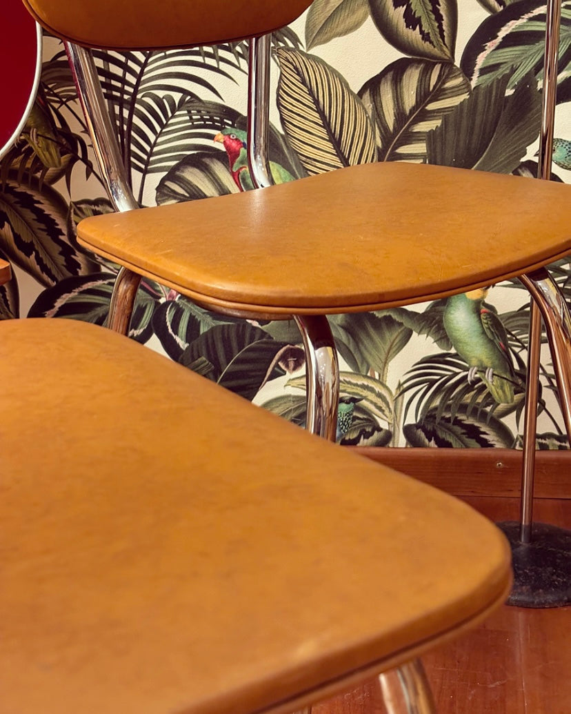4 Chaises retro Skaï camel vintage 60’S